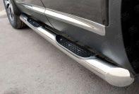 Пороги труба d76 с накладкой вариант 1 KIA Sorento Prime CRDI 2015, Slitkoff KSPT-0022101