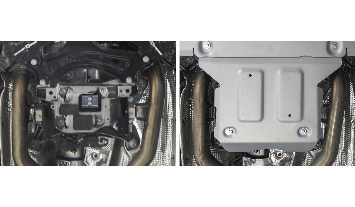 Защита РК Rival для Audi A6 C8 2018-н.в., штампованная, алюминий 3 мм, с крепежом, 333.0344.1