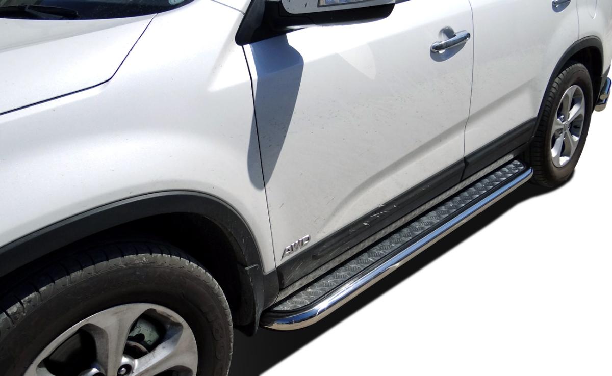 Пороги с накладным листом для автомобиля KIA Sorento 2013. KSR.13.41, Россия