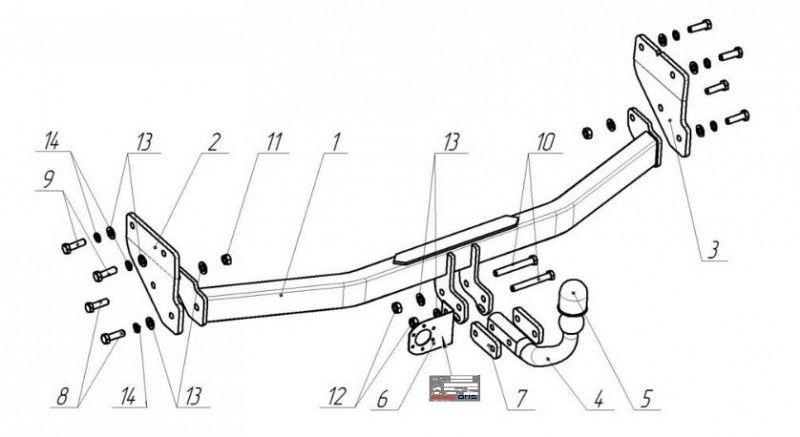 Фаркоп для KIA Rio IV (FB) тип шара A, Bosal-Oris арт. 6759-A