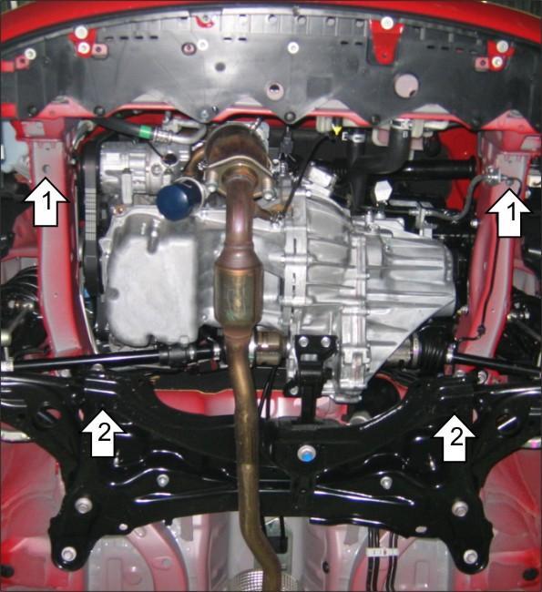 Защита стальная Мотодор (Двигатель, Коробка переключения передач), 2 мм, Сталь для Toyota Yaris 2005-2009 арт. 02555