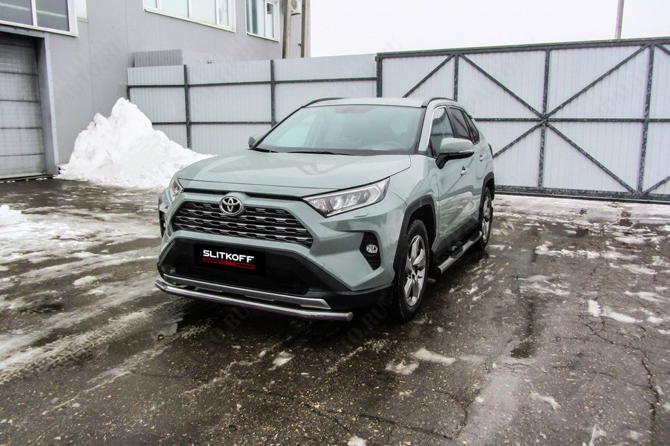 Защита переднего бампера d57 Toyota Rav-4 (2018-2023) Black Edition, Slitkoff, арт. TR419-002BE