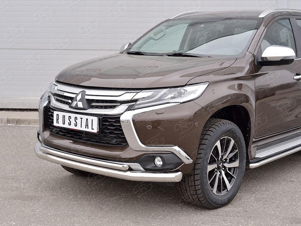 Защита переднего бампера d76/42 для Mitsubishi Pajero Sport 2016, Slitkoff MPJSZ-002482