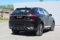 Защита заднего бампера d42 скоба черная Haval F7 F7x (2019-2023) , Slitkoff, арт. HavF7010B