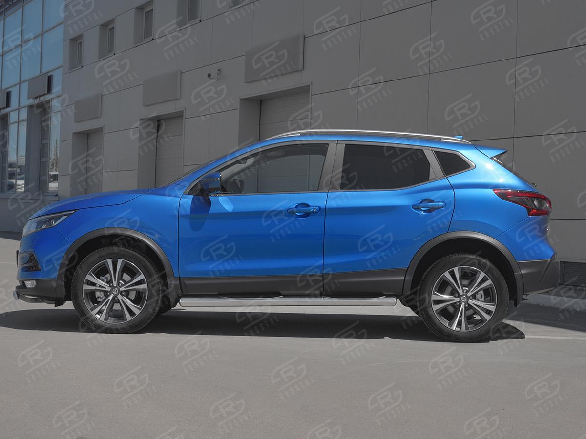 NISSAN QASHQAI 2019- Пороги труба d76 с накладкой (вариант 3) NQST-0032493