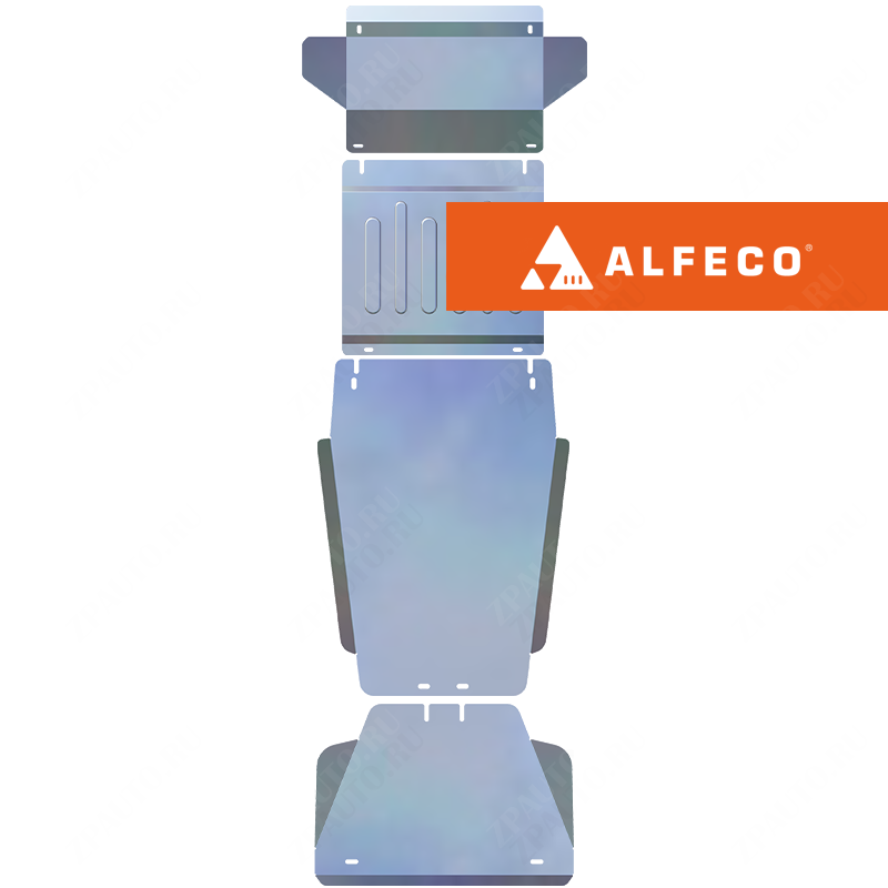 Защита комплект защиты (радиатор, редуктор переднего моста, КПП, РК (4 части)) Foton Tunland II (G7) 2019- V-all комплект , ALFeco, алюминий 4мм, арт. ALF6805al