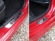Накладки на пороги (лист зеркальный надпись Picanto) для автомобиля Kia Picanto II 2011 - 2017