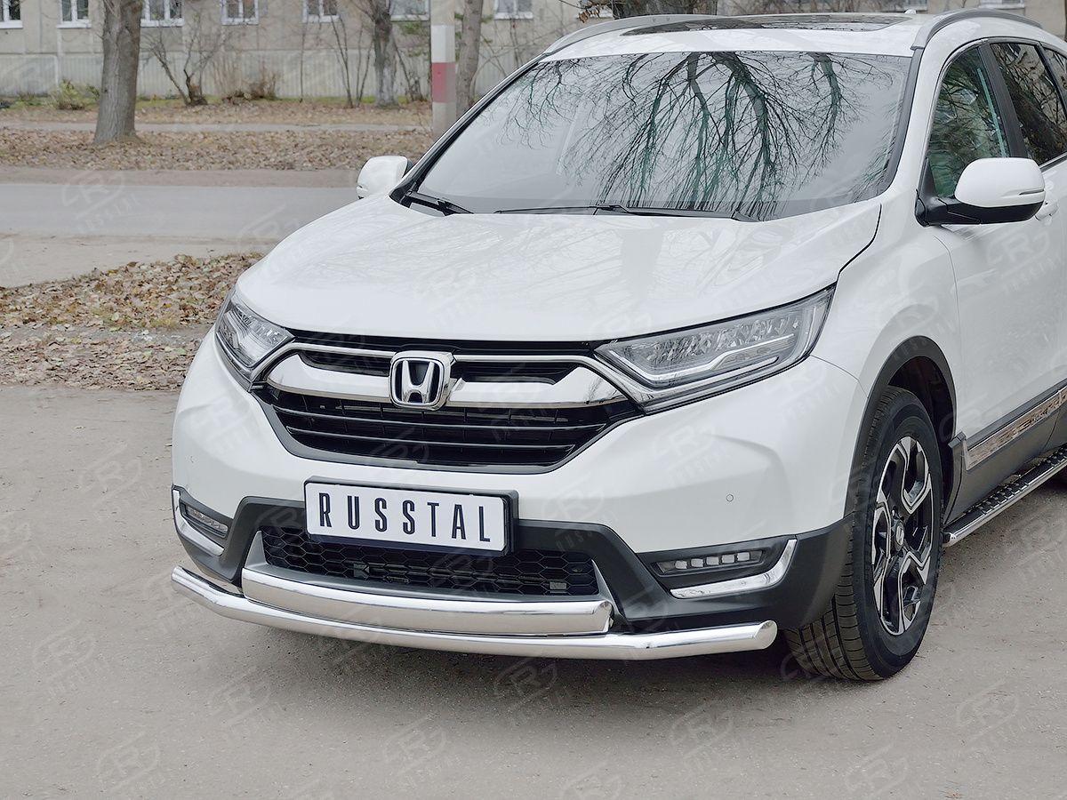 Защита переднего бампера d57/75х42 на Honda CR-V 2017, Slitkoff HCRZ-002828