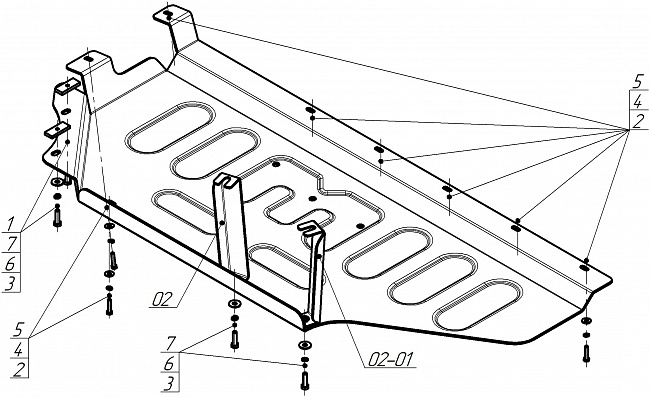 Защита алюминиевая Мотодор (Топливный бак), 4 мм,  Li L6  2024- арт. 349904