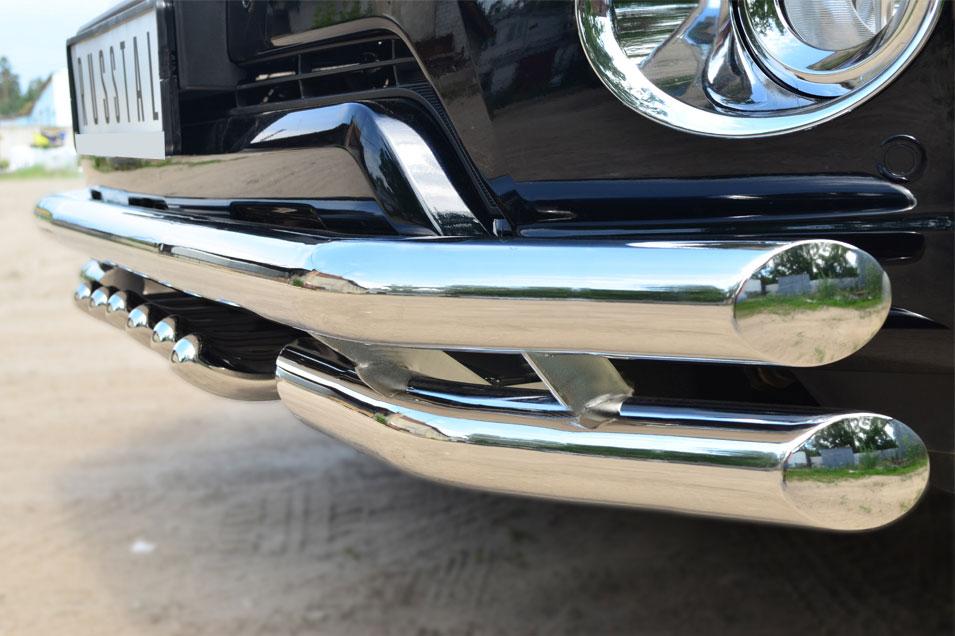 Защита переднего бампера d57/57/d42 с зубами для Toyota LC Prado 150 2014, Slitkoff LCPZ-001712