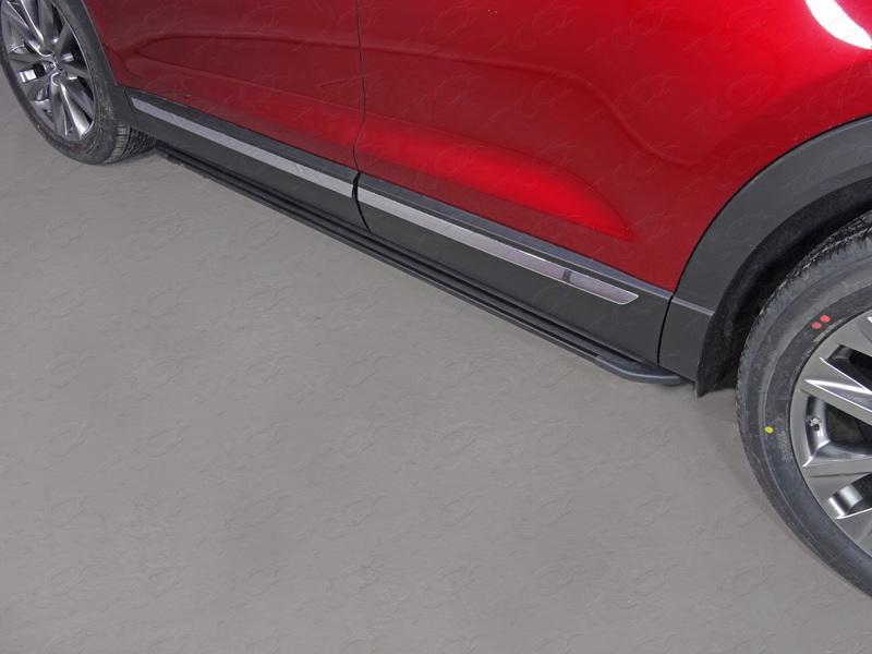 Пороги алюминиевые "Slim Line Black" 1920 мм для автомобиля Mazda CX-9 2017-, TCC Тюнинг MAZCX917-24B