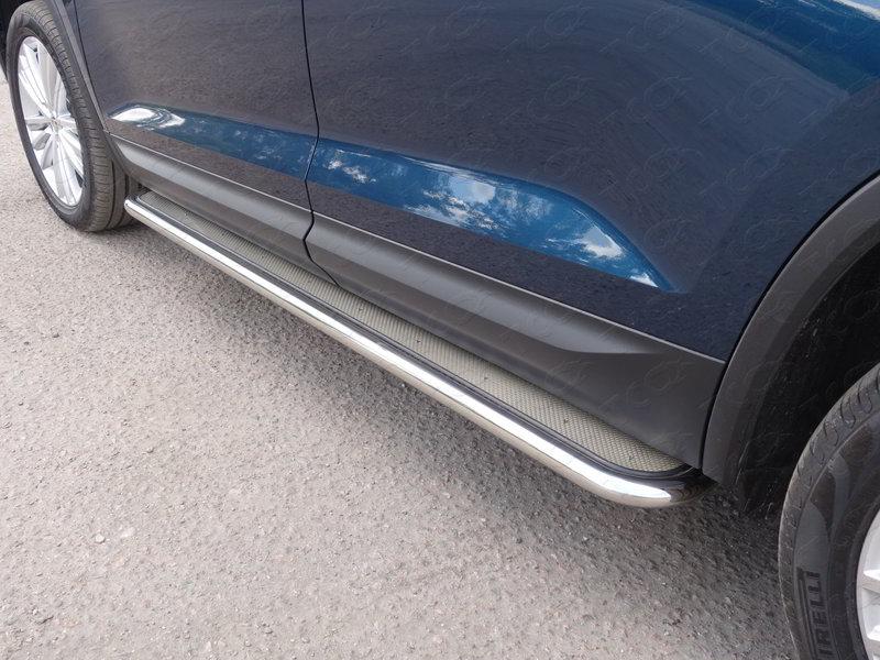 Пороги с площадкой (нерж. лист) 42,4 мм для автомобиля Skoda Kodiaq 2017-, TCC Тюнинг SKOKOD17-02