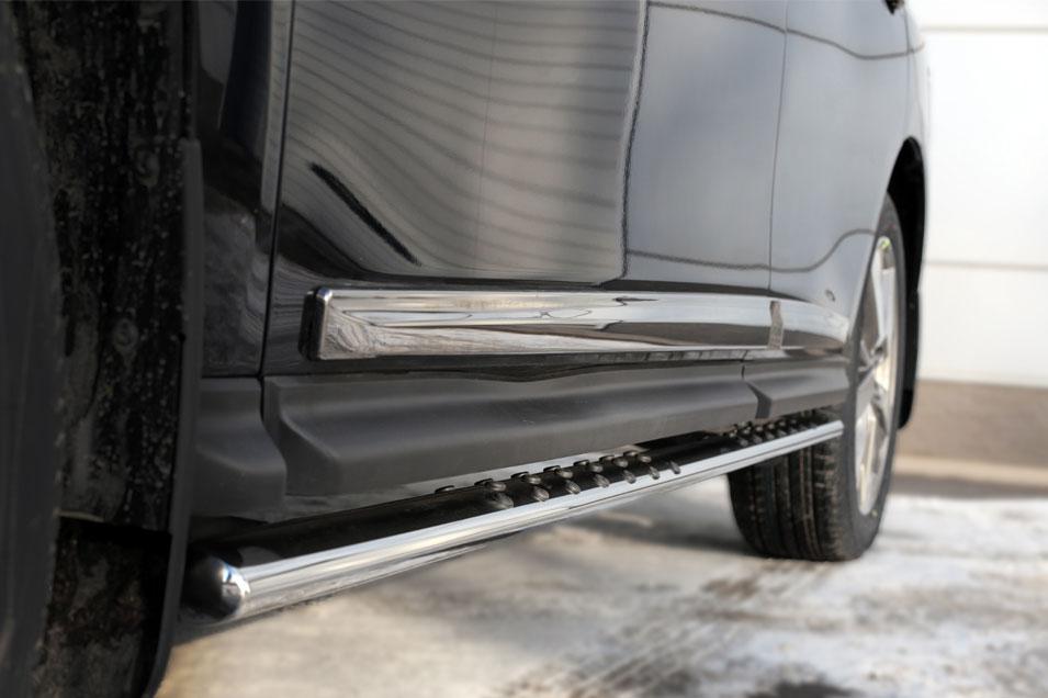 Пороги труба d75х42 овал с проступью для Nissan Pathfinder 2014, Slitkoff NPO-002022