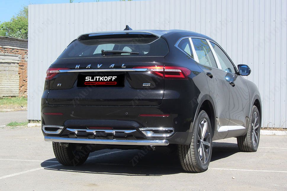 Защита заднего бампера d57 Haval F7 F7x (2019-2023) , Slitkoff, арт. HavF7009