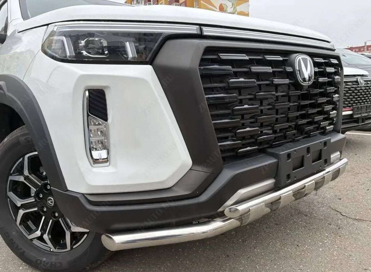 Защита переднего бампера двойная с перемычками для автомобиля CHANGAN Hunter Plus 2022 арт. CGHTP.22.75