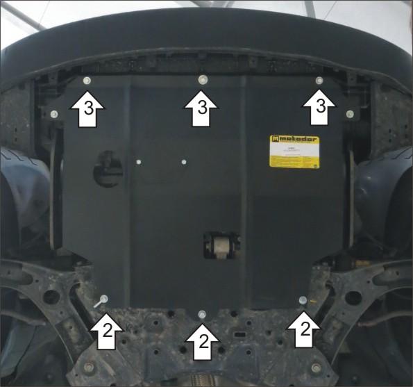 Защита стальная Мотодор (Двигатель, Коробка переключения передач), 2 мм, Сталь для KIA Soul 2014-2019 арт. 71033