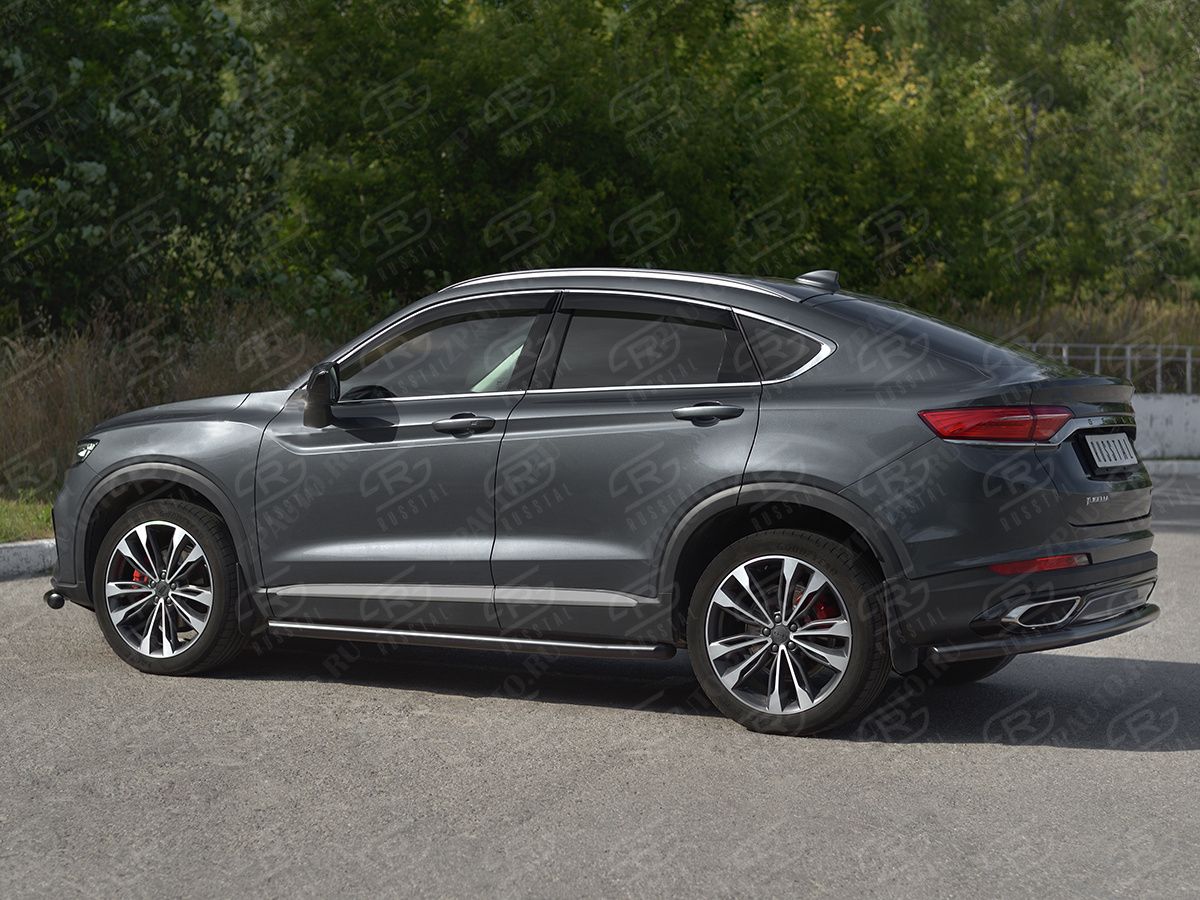 GEELY TUGELLA 2020- Защита заднего бампера d57 секции black GTGZ-003947CH