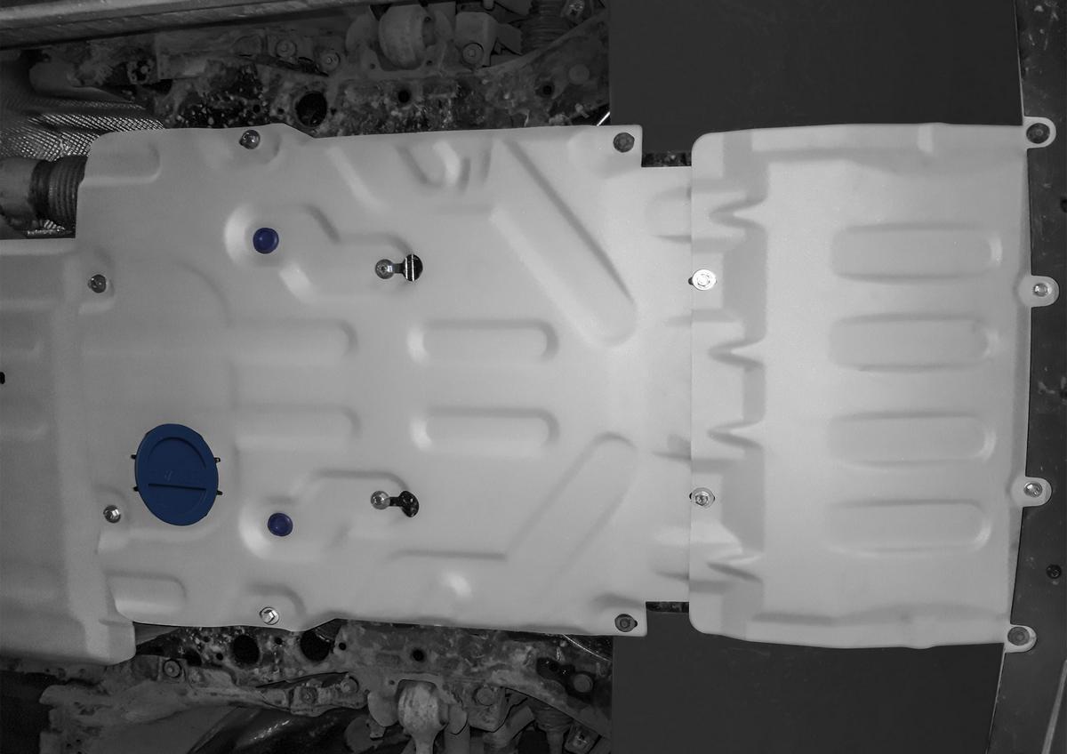 Защита картера Rival для BMW X3 G01 (xDrive20i, xDrive30i) 2017-н.в., штампованная, алюминий 4 мм, с крепежом, 2 части, 333.0531.1