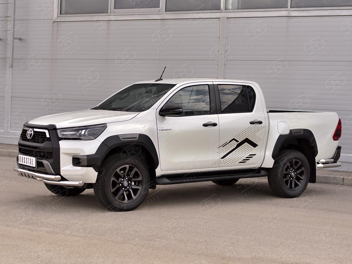 TOYOTA HILUX BLACK ONYX 2020- Защита переднего бампера d57 секции-d57 уголки+клыки THBOZ-003511