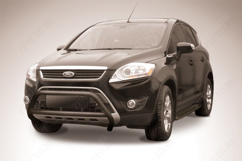 Кенгурятник d57 низкий с перемычкой черный Ford Kuga (2008-2013) , Slitkoff, арт. FKG003B