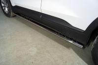 Пороги овальные с проступью 75х42 мм для автомобиля Hyundai Santa Fe 2021- TCC Тюнинг арт. HYUNSF21-16