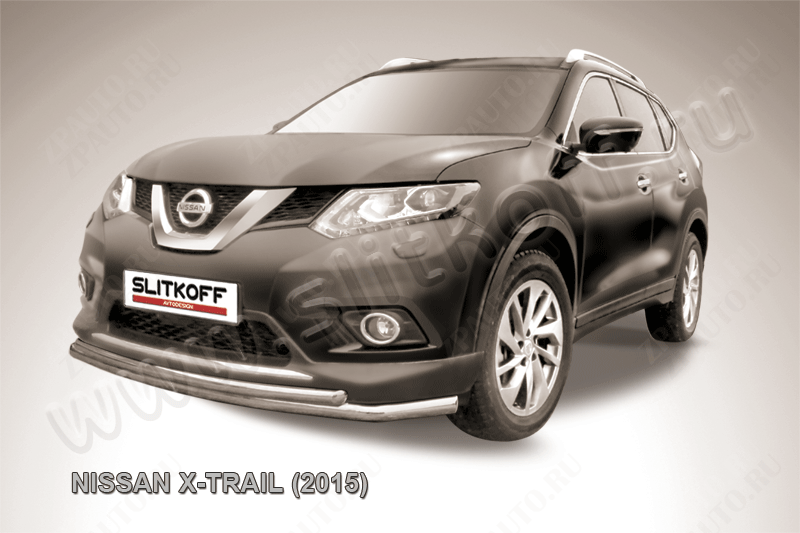 Защита переднего бампера d57+d42 двойная Nissan X-Trail (2013-2023) , Slitkoff, арт. NXT15-002