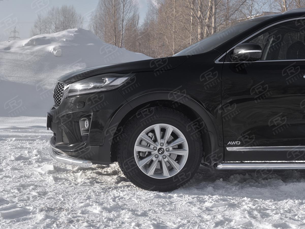 Защита переднего бампера d57 секции KSPZ-003134 для автомобиля KIA SORENTO PRIME 2018-, Slitkoff