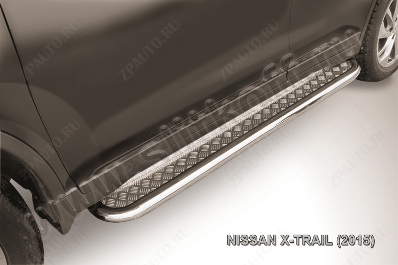 Защита порогов d57 с листом усиленная Nissan X-Trail (2013-2023) Black Edition, Slitkoff, арт. NXT15-007BE