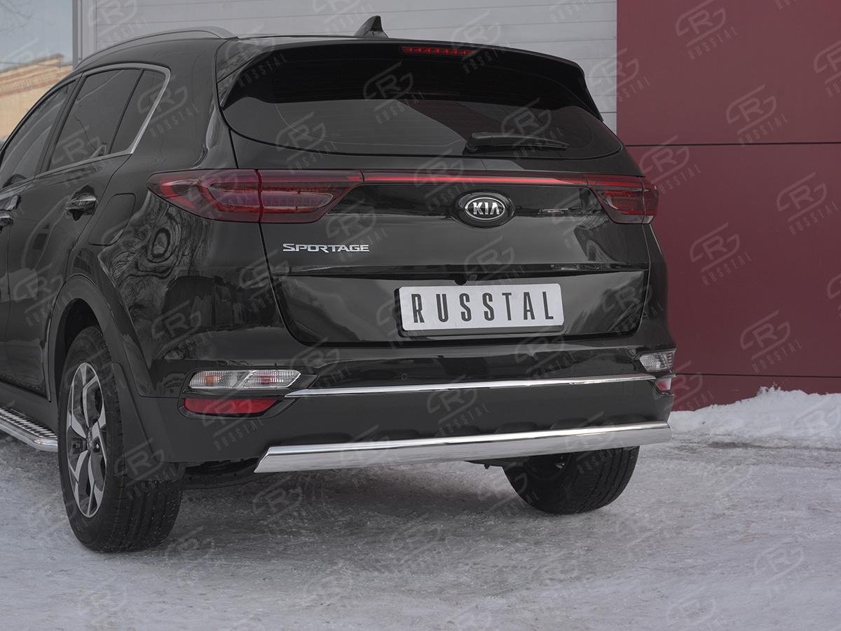 Защита заднего бампера 75х42 дуга KSZ-003192 для автомобиля KIA SPORTAGE 2018-, Slitkoff