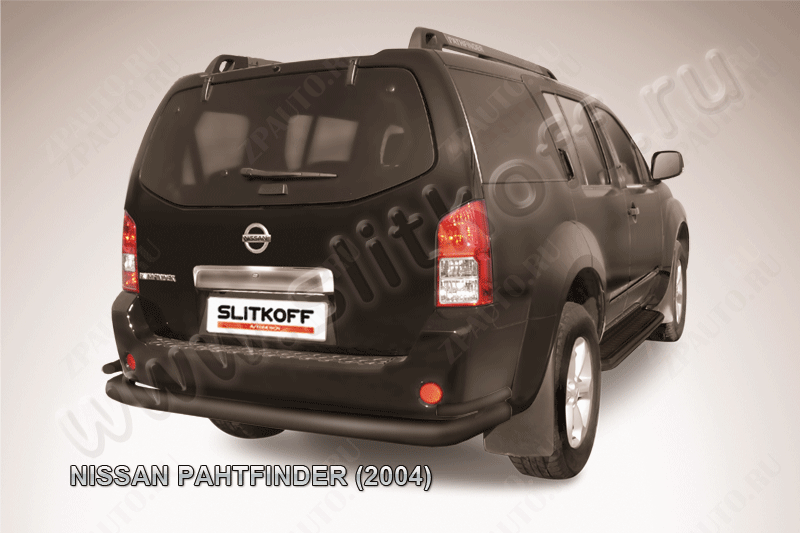 Защита заднего бампера d76+d42 двойная черная Nissan Pathfinder R51 (2004-2010) , Slitkoff, арт. NIP012B