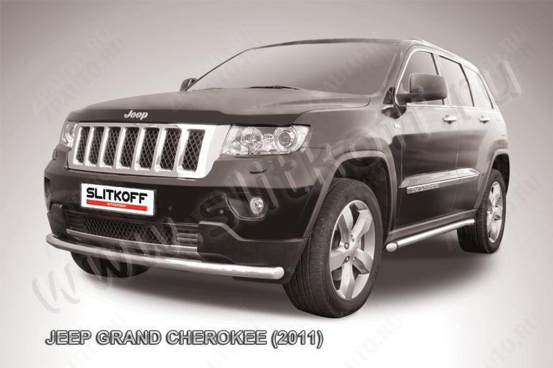 Защита переднего бампера d57 радиусная Jeep Grand Cherokee (2010-2013) , Slitkoff, арт. JGCH004