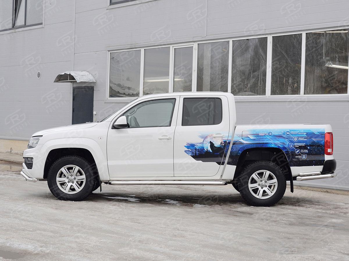 Пороги труба d57 с листом вариант 1 Volkswagen Amarok 2016, Slitkoff VAML-0025431