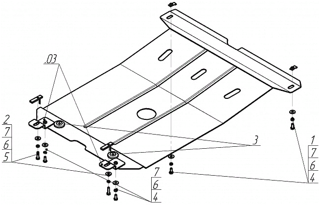 Защита стальная Мотодор (Двигатель, Коробка переключения передач), 2 мм, Сталь для Peugeot 406 1995-2004 арт. 01602