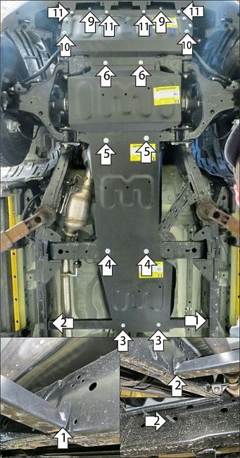 Защита стальная Мотодор (Радиатор, Двигатель, Коробка переключения передач, Раздаточная коробка), 2 мм,  для Dongfeng DF6  2022- арт. 78603