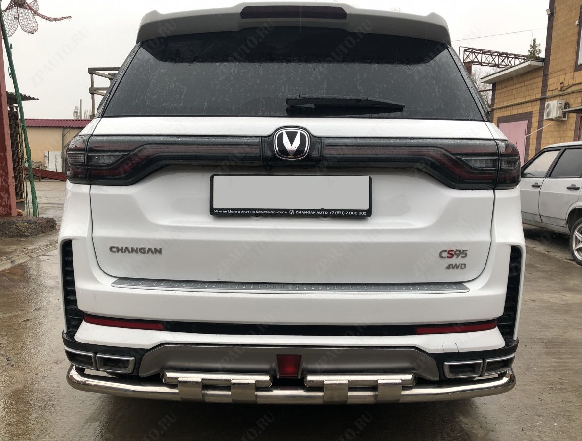 Защита заднего бампера угловая большая двойная с перемычками для автомобиля Changan CS95 2023 арт. CGCS95.23.22-25