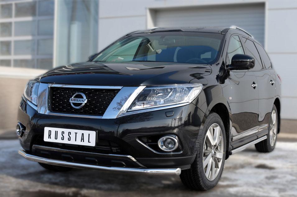 Пороги труба d57 вариант 2 для Nissan Pathfinder 2014, Slitkoff NPT-0020202