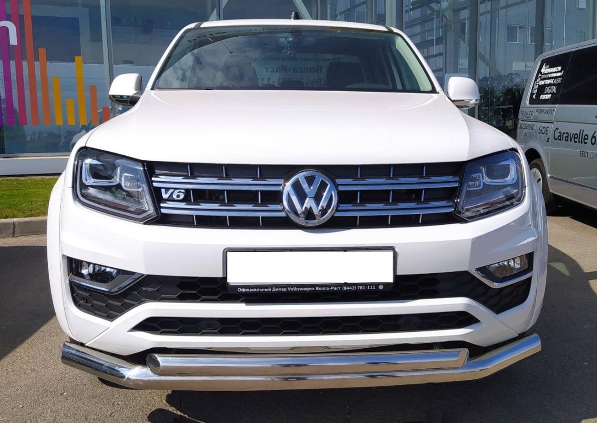 Защита переднего бампера двойная для автомобиля Volkswagen Amarok арт. VWA.16.04