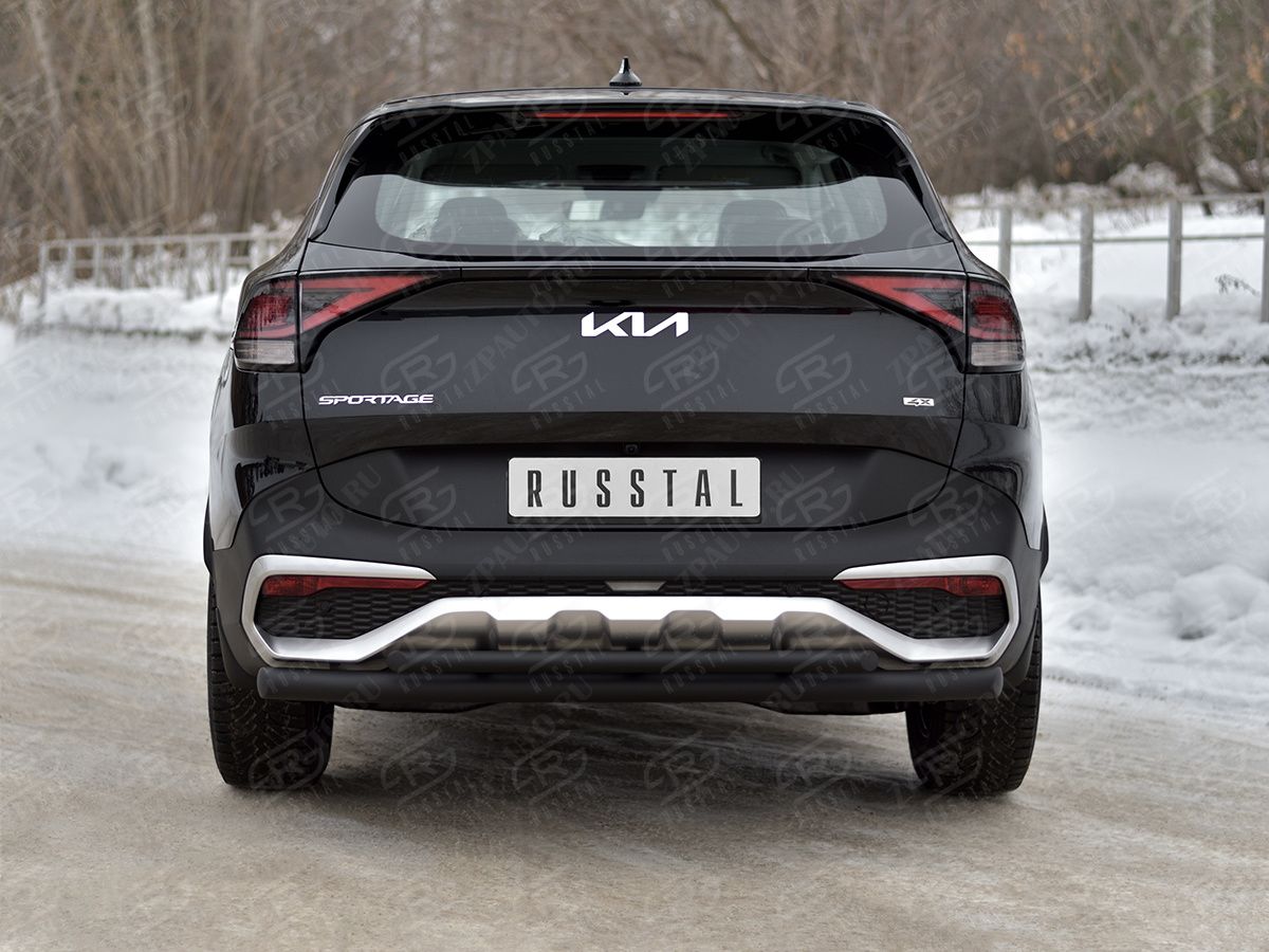 KIA SPORTAGE 2021- Защита заднего бампера d57 секции-d42дугаblack (NOT STYLE AND X-LINE) KSZ-004035CH
