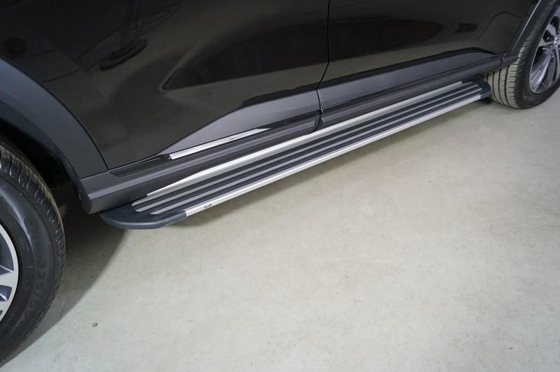 Пороги алюминиевые ''Slim line Silver'' 1720 мм для автомобиля HAVAL F7X (2.0L 4WD) 2022-,TCC Тюнинг ,арт. HAVF7X22-24S
