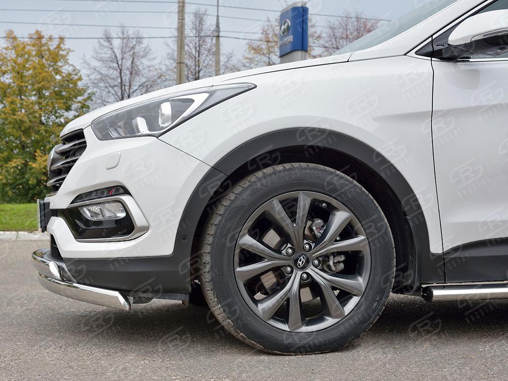 Защита переднего бампера d75х42/75х42 для Hyundai Santa Fe 2015, Slitkoff HSFPZ-002444