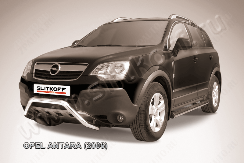 Кенгурятник d57 низкий мини Opel Antara (2006-2011) Black Edition, Slitkoff, арт. OPAN004BE