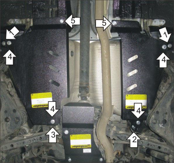 Защита стальная Мотодор (Топливный бак), 3 мм, Сталь для Nissan X-Trail 2007-2010 арт. 11414