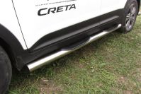 Защита порогов d76 с проступями Hyundai Creta 4WD (2016-2021) Black Edition, Slitkoff, арт. HCRET4WD007BE