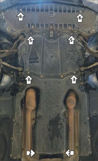 Защита алюминиевая Мотодор (Двигатель, Коробка переключения передач, Раздаточная коробка, Радиатор), 5 мм, алюминий для Mercedes-benz S-class  2005-2013 арт. 31205