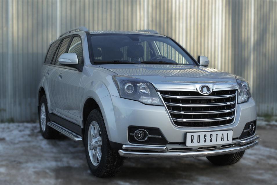 Защита переднего бампера d57/42х2 для Great Wall Hover H3 2014, Slitkoff GWH3Z-001938