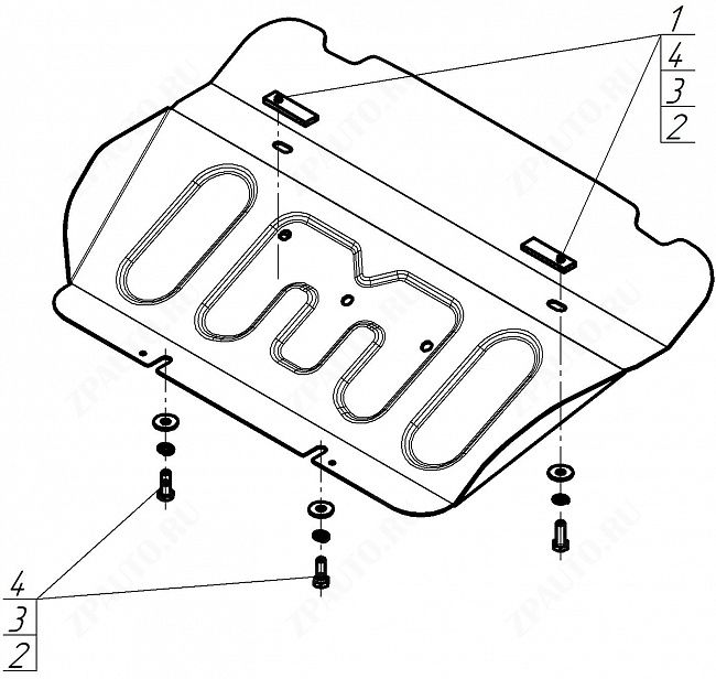 Защита стальная Мотодор (Радиатор), 2 мм,  для Changan Hunter Plus  2023- арт. 77213