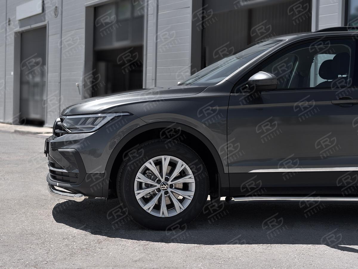 VOLKSWAGEN TIGUAN 2020- (кроме R-LINE) Защита переднего бампера d57 секции VGZ-003573