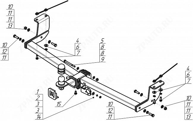 Фаркоп Honda Stepwgn 2015-, тип шара E, Motodor, арт.90806-E
