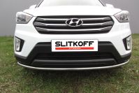 Защита переднего бампера d42 радиусная Hyundai Creta 4WD (2016-2021) , Slitkoff, арт. HCRET4WD004