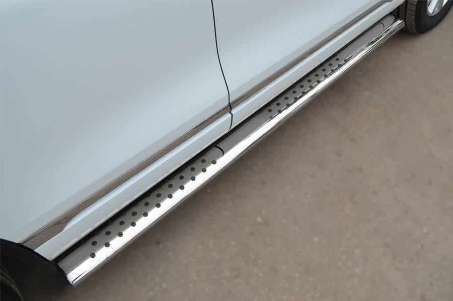 Пороги труба120х60 с проступью для Volkswagen Touareg 2010, Slitkoff VTT-001072